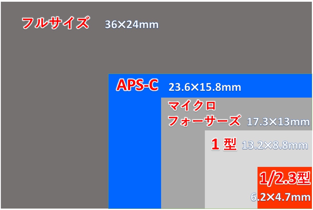 イメージセンサーのサイズ別（画像）