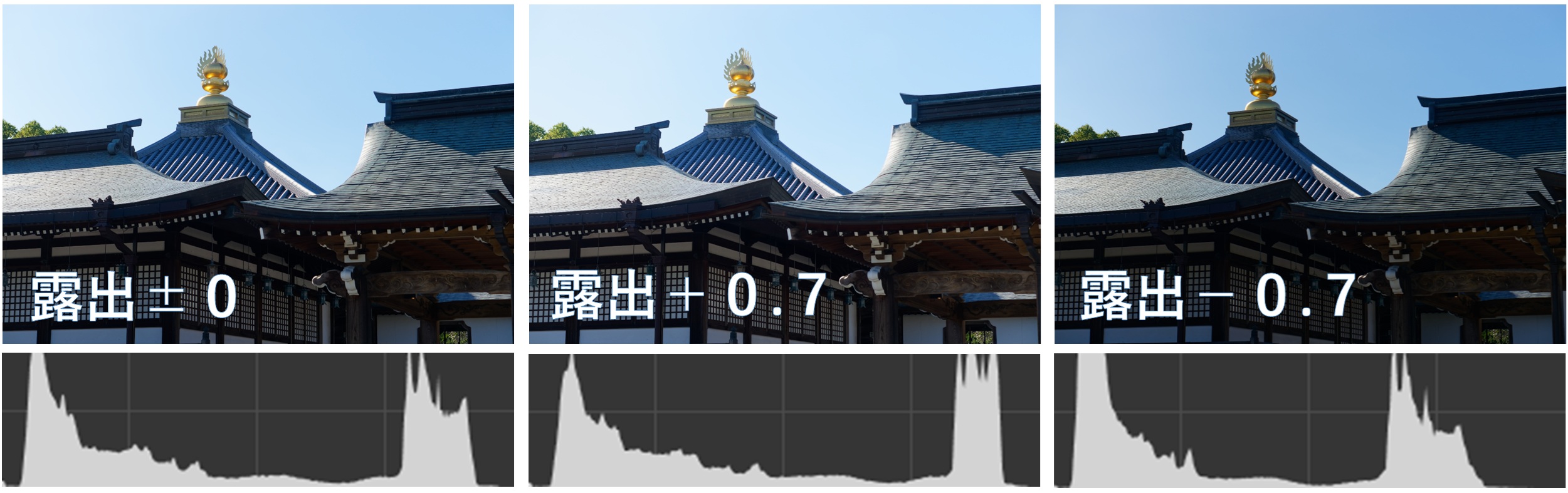 露出補正の比較（宝珠）