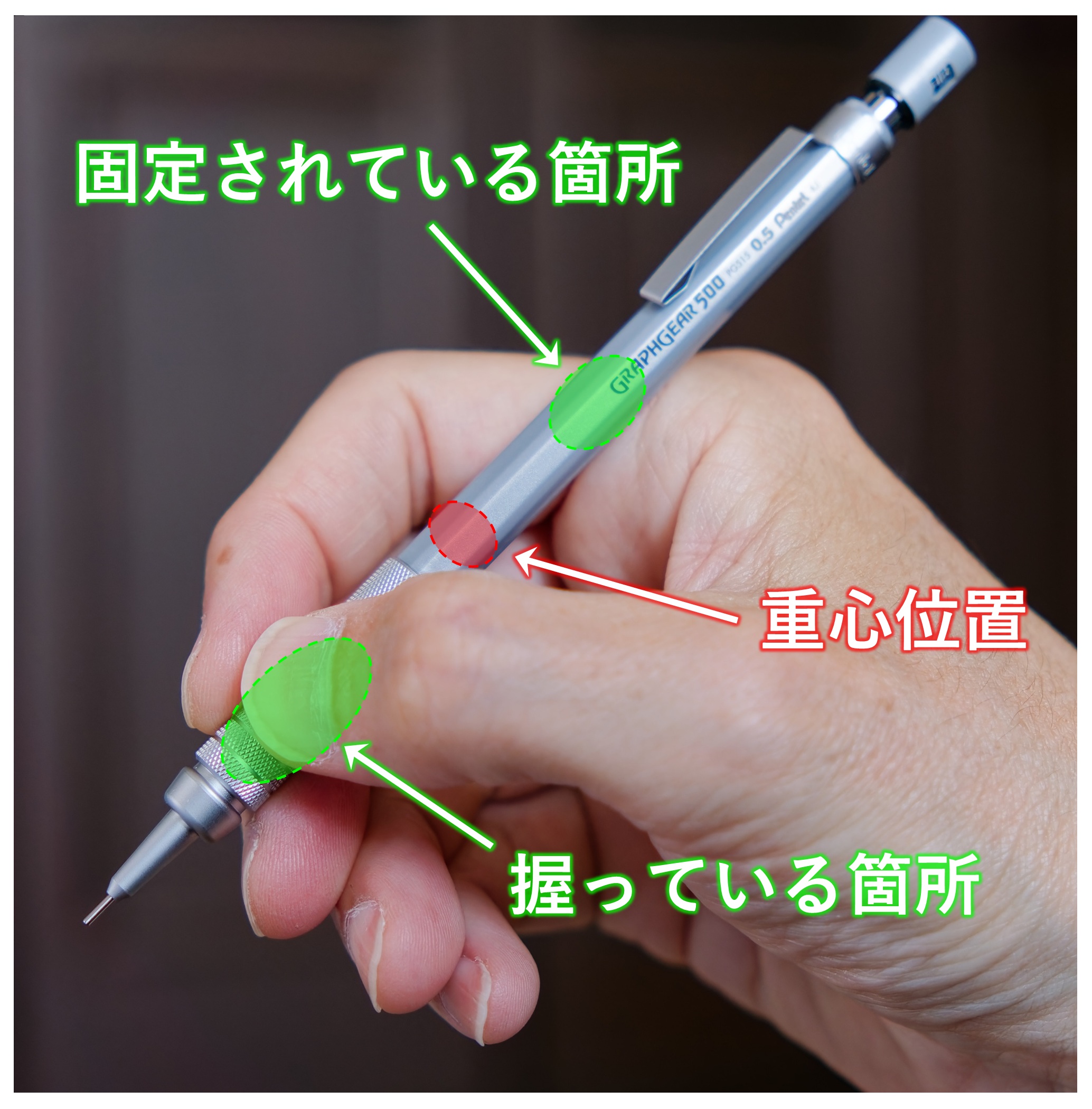 重心バランスと握っている箇所